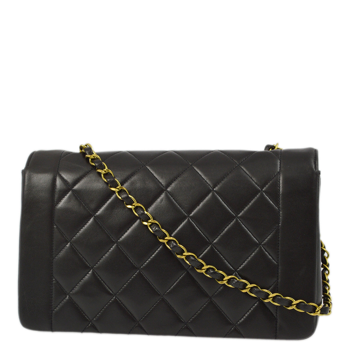 Luxury Chanel 1994-1996 Black Lambskin Medium Diana Shoulder Bag