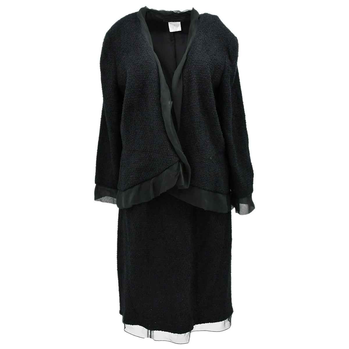 Luxury Chanel Setup Suit Jacket Skirt Black 00T #46 #44