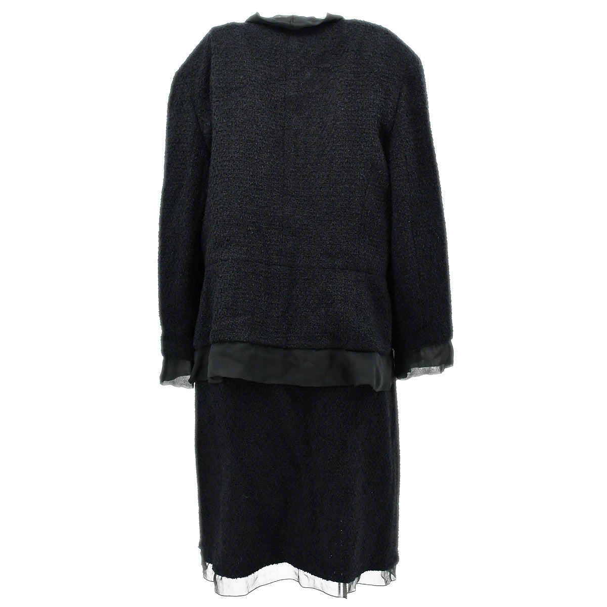Luxury Chanel Setup Suit Jacket Skirt Black 00T #46 #44