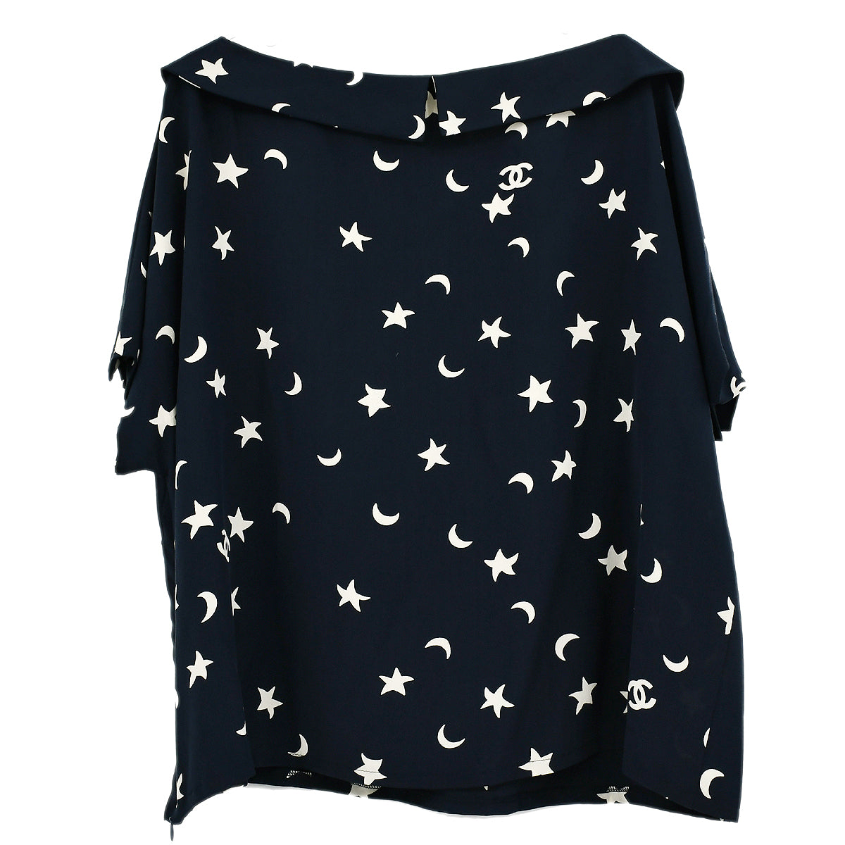 Luxury Chanel Shirt Blouse Navy 08P #50