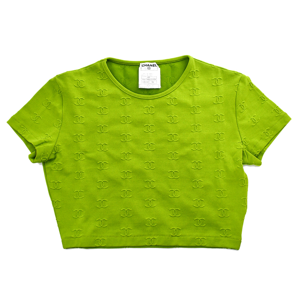Luxury Chanel Cropped T-shirt Green 97P #38