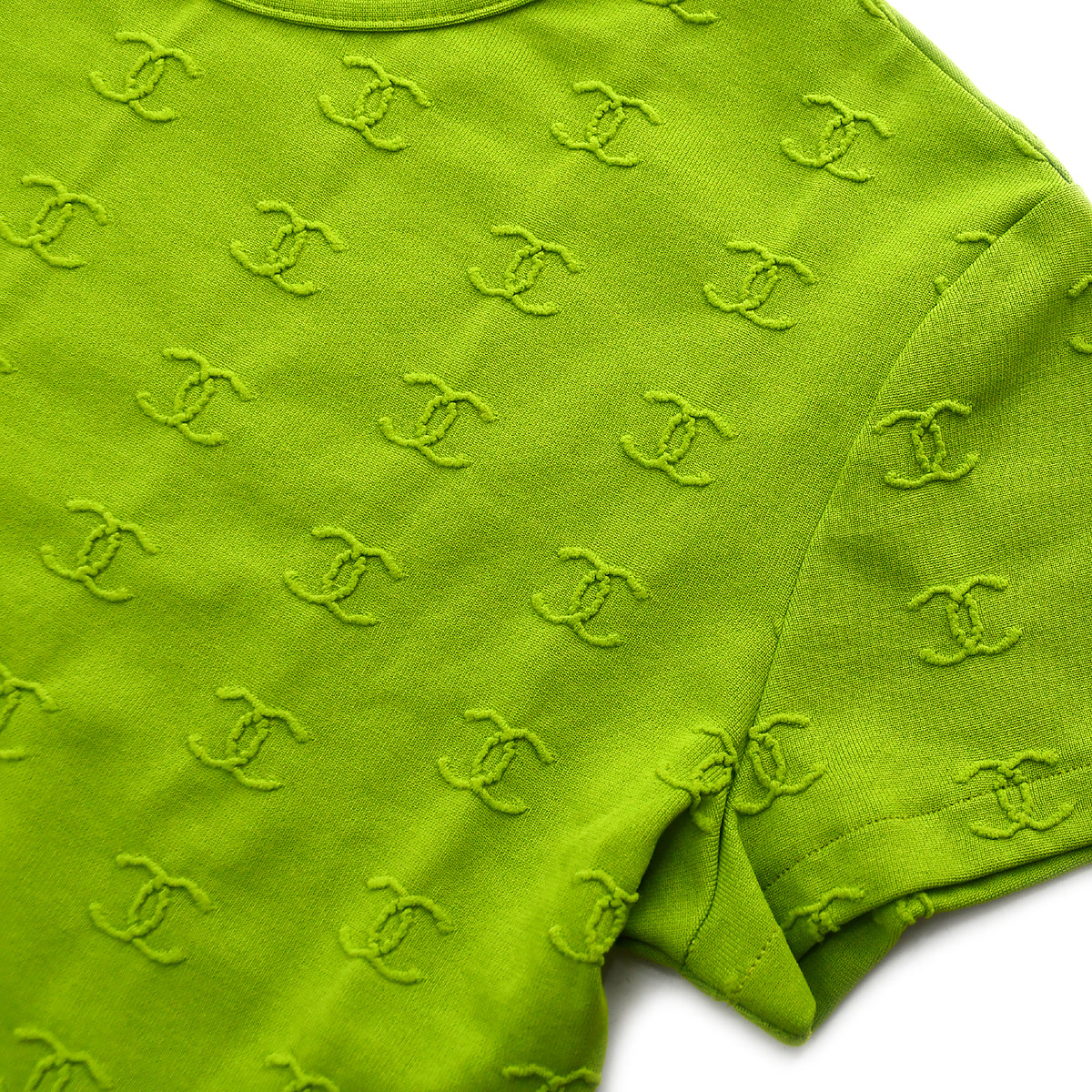 Luxury Chanel Cropped T-shirt Green 97P #38
