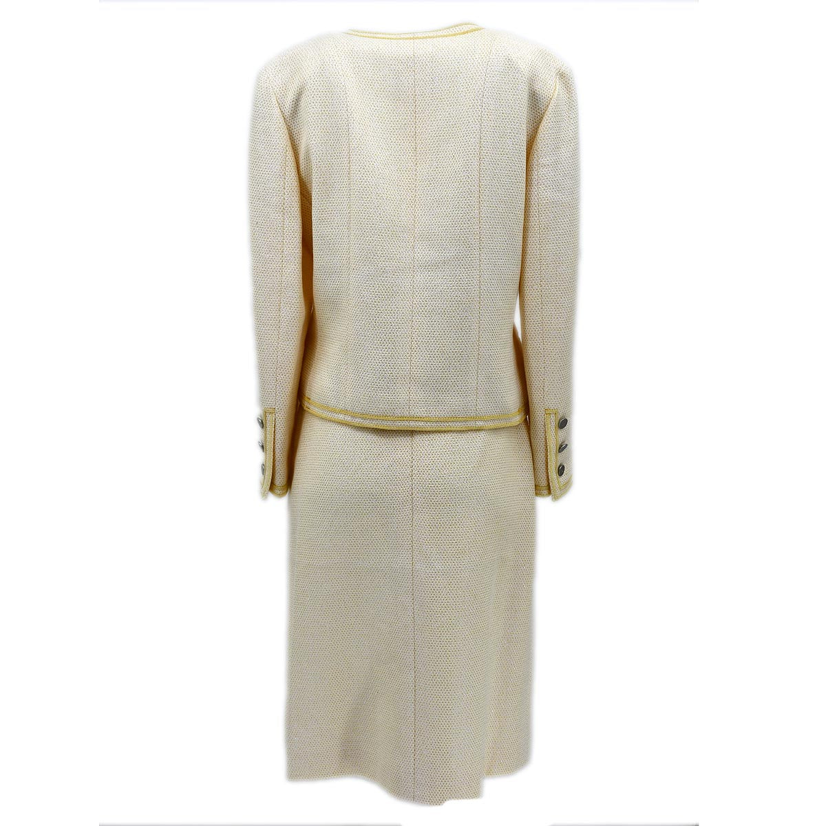 Luxury Chanel Setup Suit Jacket Skirt Ivory 00T #38