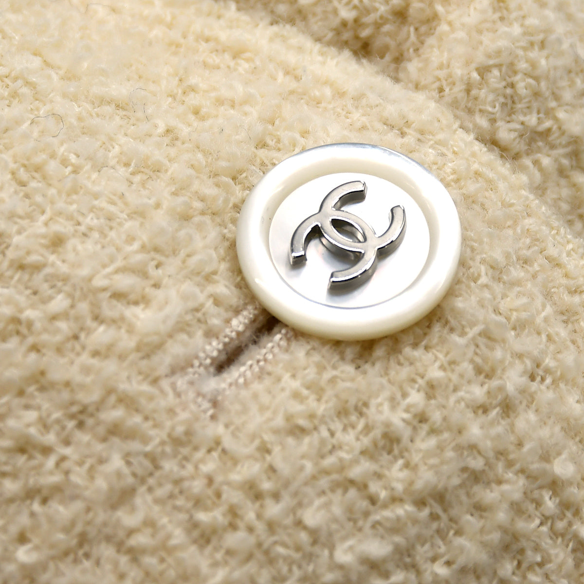Luxury Chanel Setup Suit Jacket Skirt Ivory 98A #44