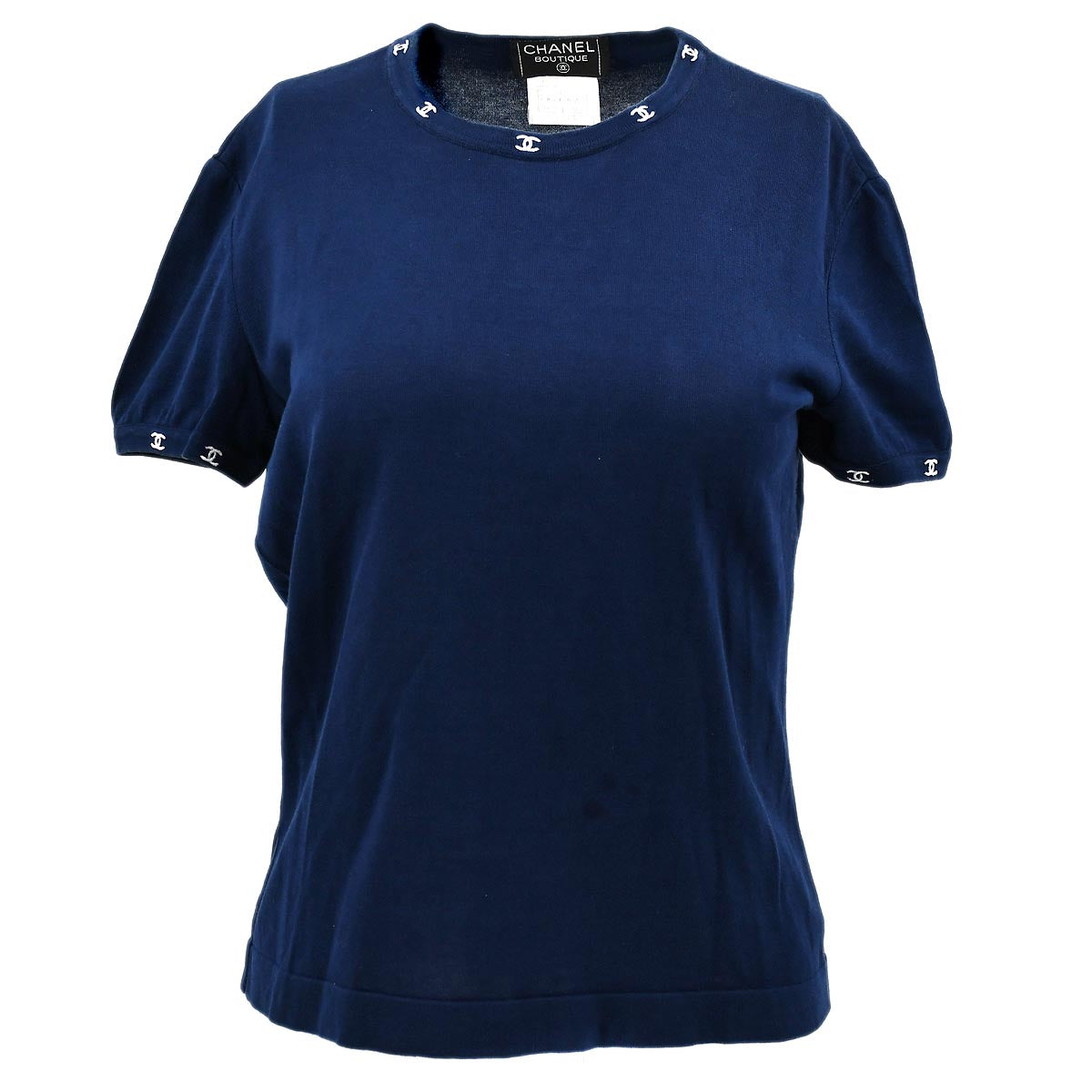 Luxury Chanel T-shirt Tops Navy 96C #42