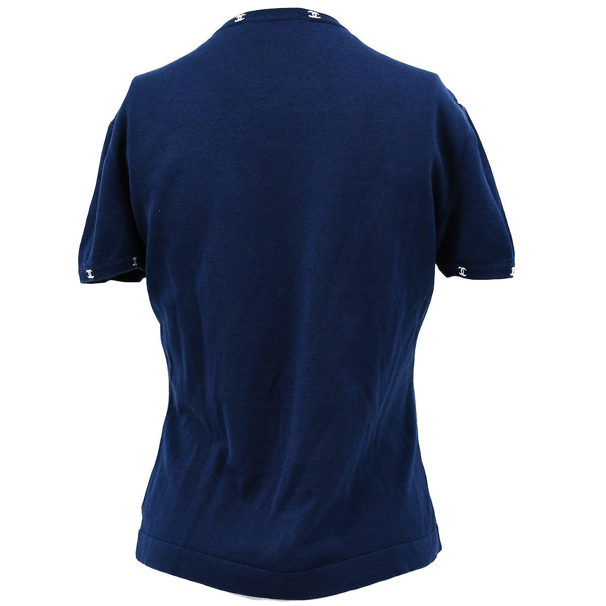 Luxury Chanel T-shirt Tops Navy 96C #42