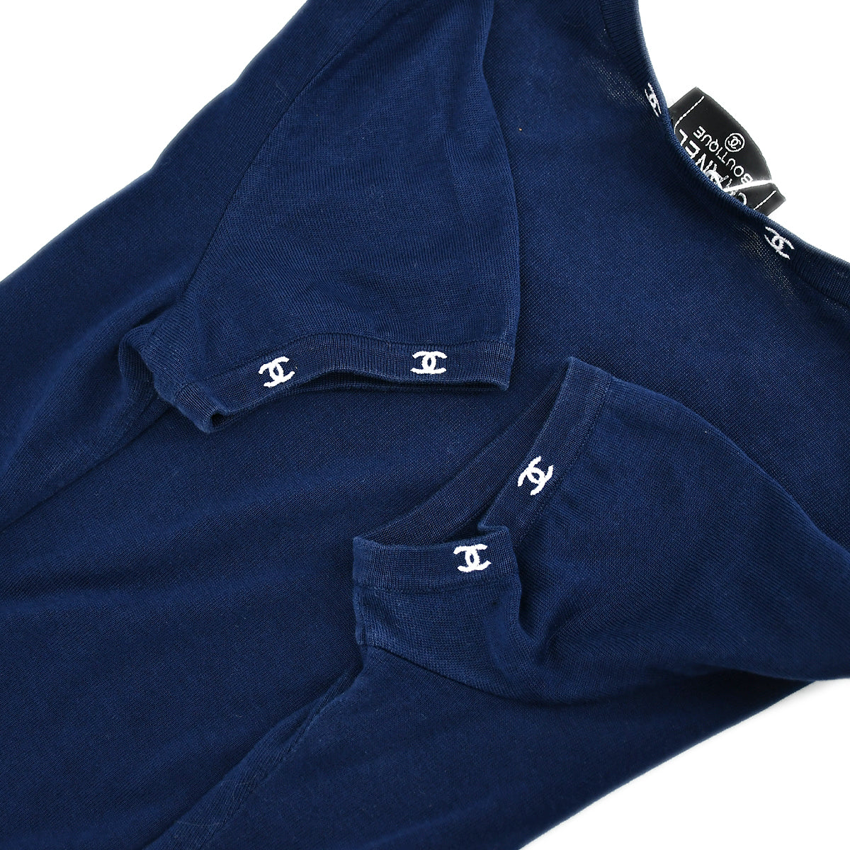 Luxury Chanel T-shirt Tops Navy 96C #42