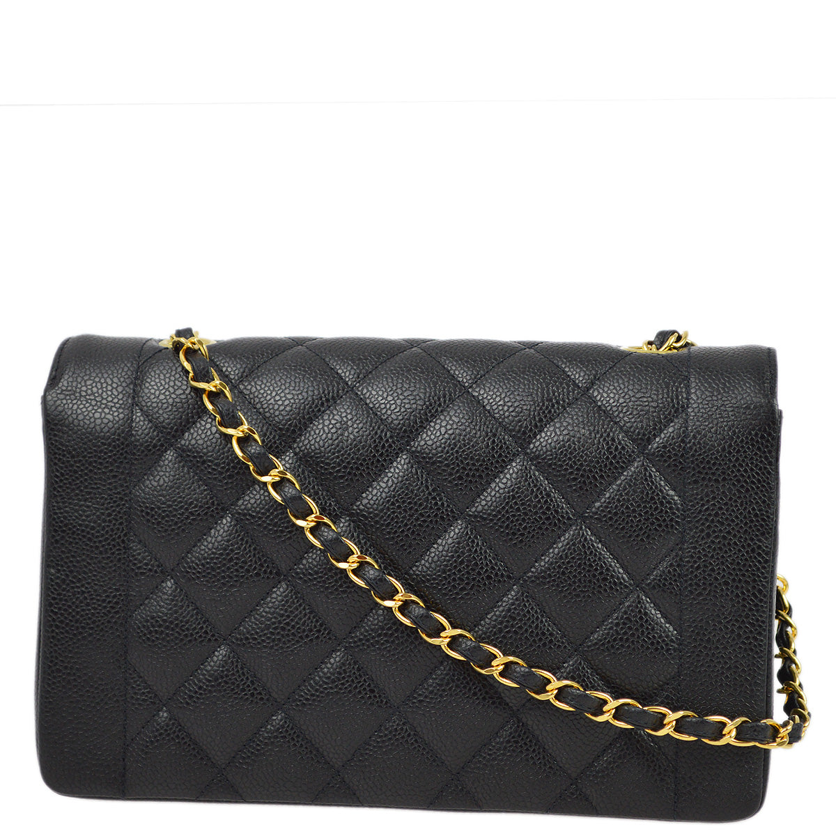 Luxury Chanel 1994-1996 Black Caviar Medium Diana Shoulder Bag