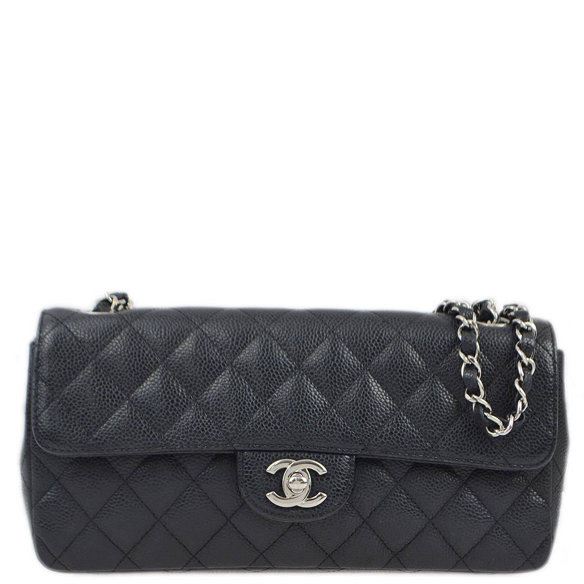 Luxury Chanel 2006-2008 Black Caviar East West Shoulder Bag