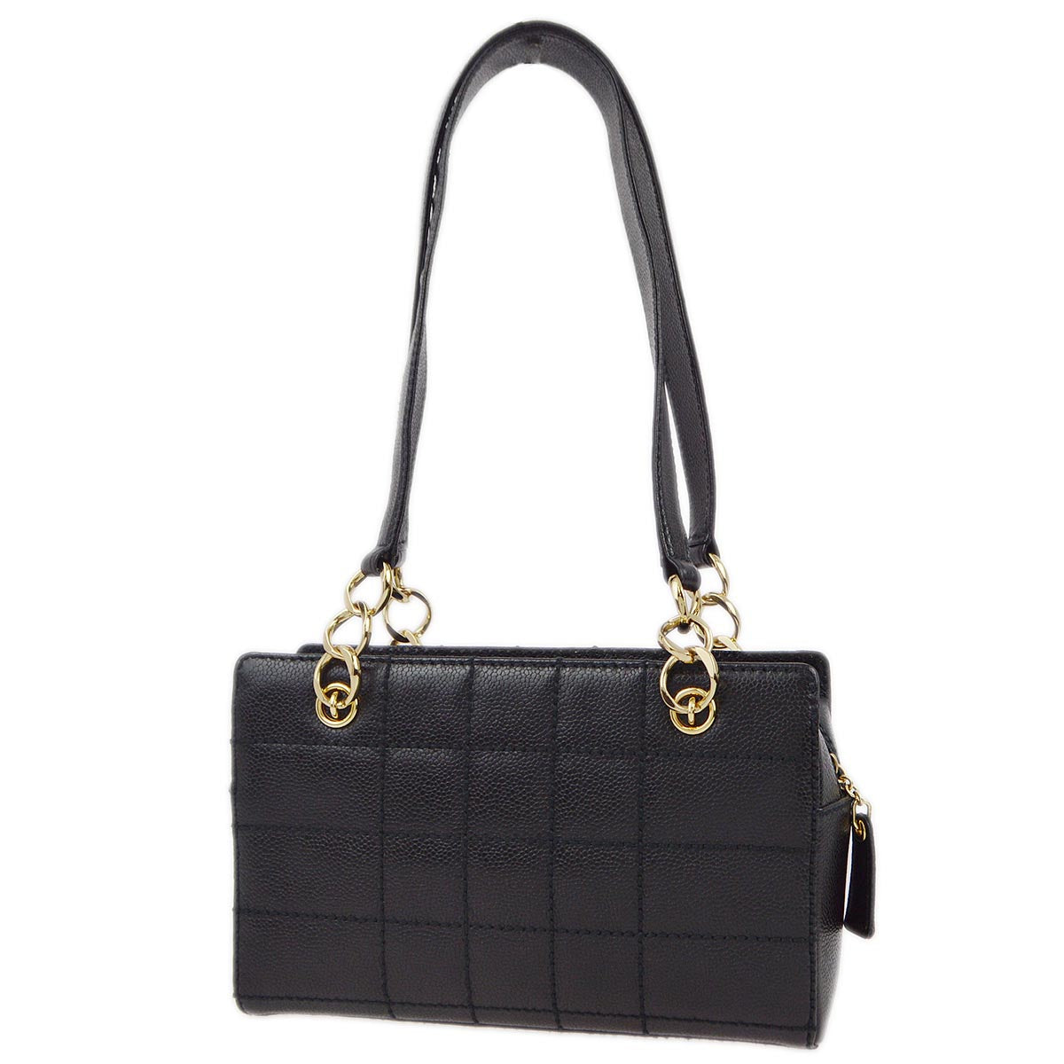 Luxury Chanel 2001-2003 Black Caviar Wild Stitch Choco Bar Chain Handbag