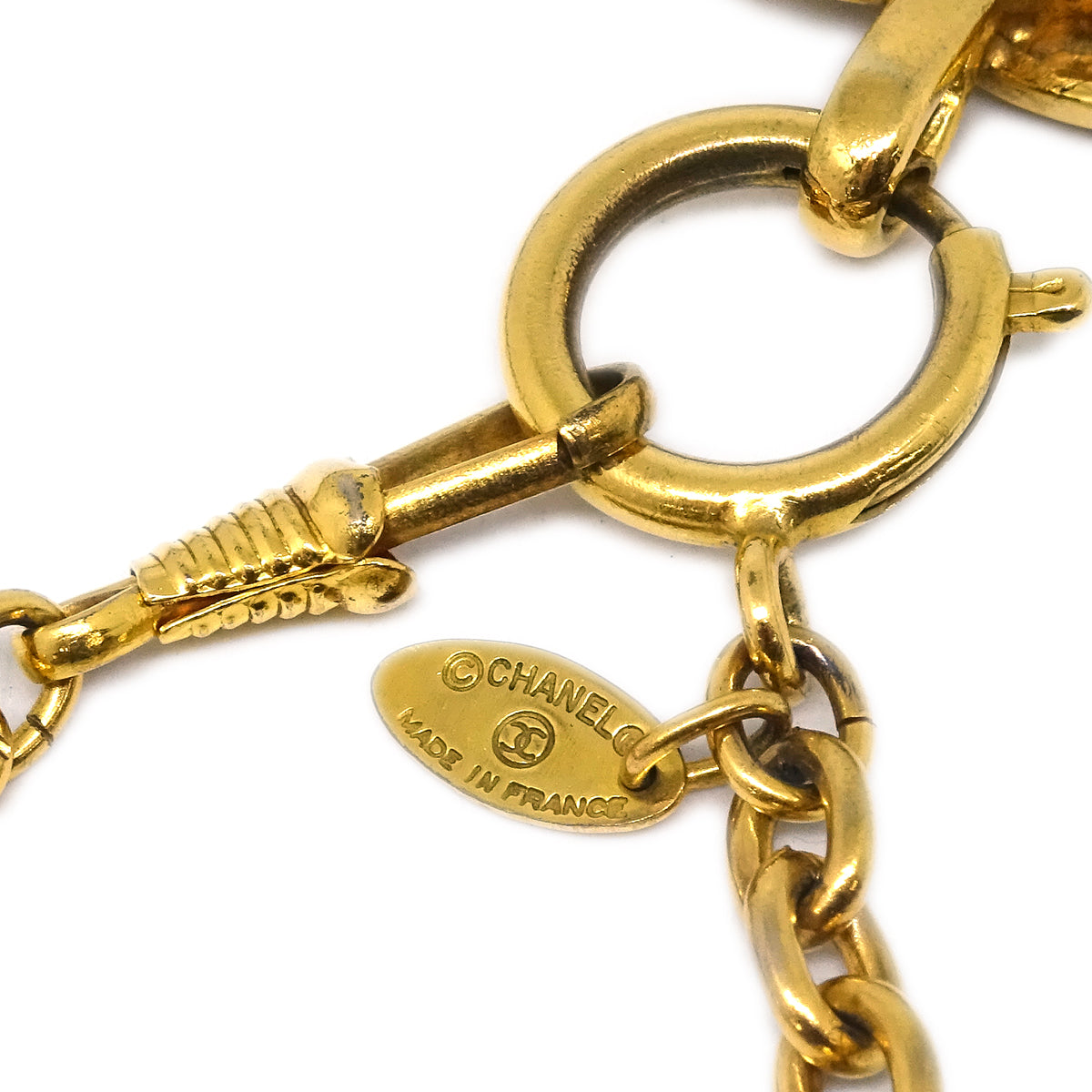 Luxury Chanel Gold CC Pendant Necklace 9982