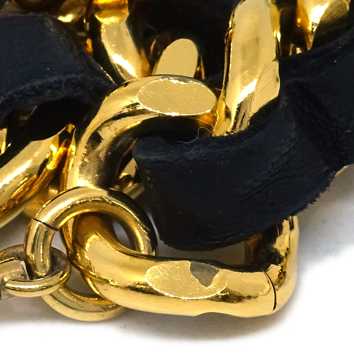 Luxury Chanel Gold Black Medallion Chain Belt Small New