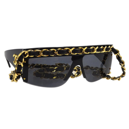 Luxury Chanel Chain Sunglasses Eyewear Black Small New