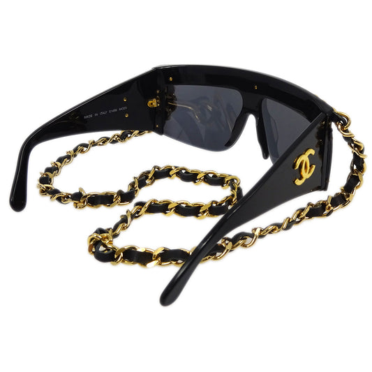 Luxury Chanel Chain Sunglasses Eyewear Black Small New