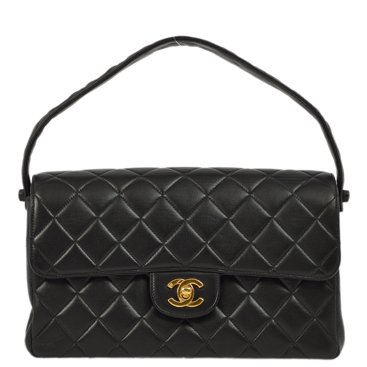 Luxury Chanel 1996-1997 Black Lambskin Double Sided Classic Flap Handbag