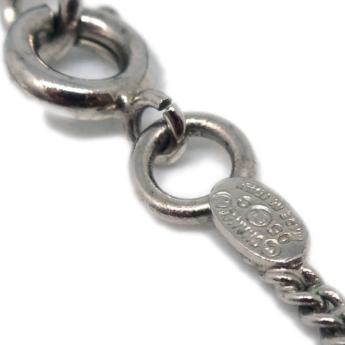 Luxury Chanel Cambon Ligne Chain Necklace Pendant Silver 05C