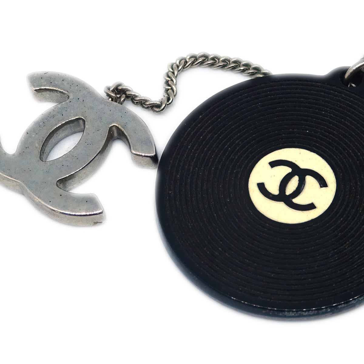 Luxury Chanel Record Silver Chain Pendant Necklace 04P