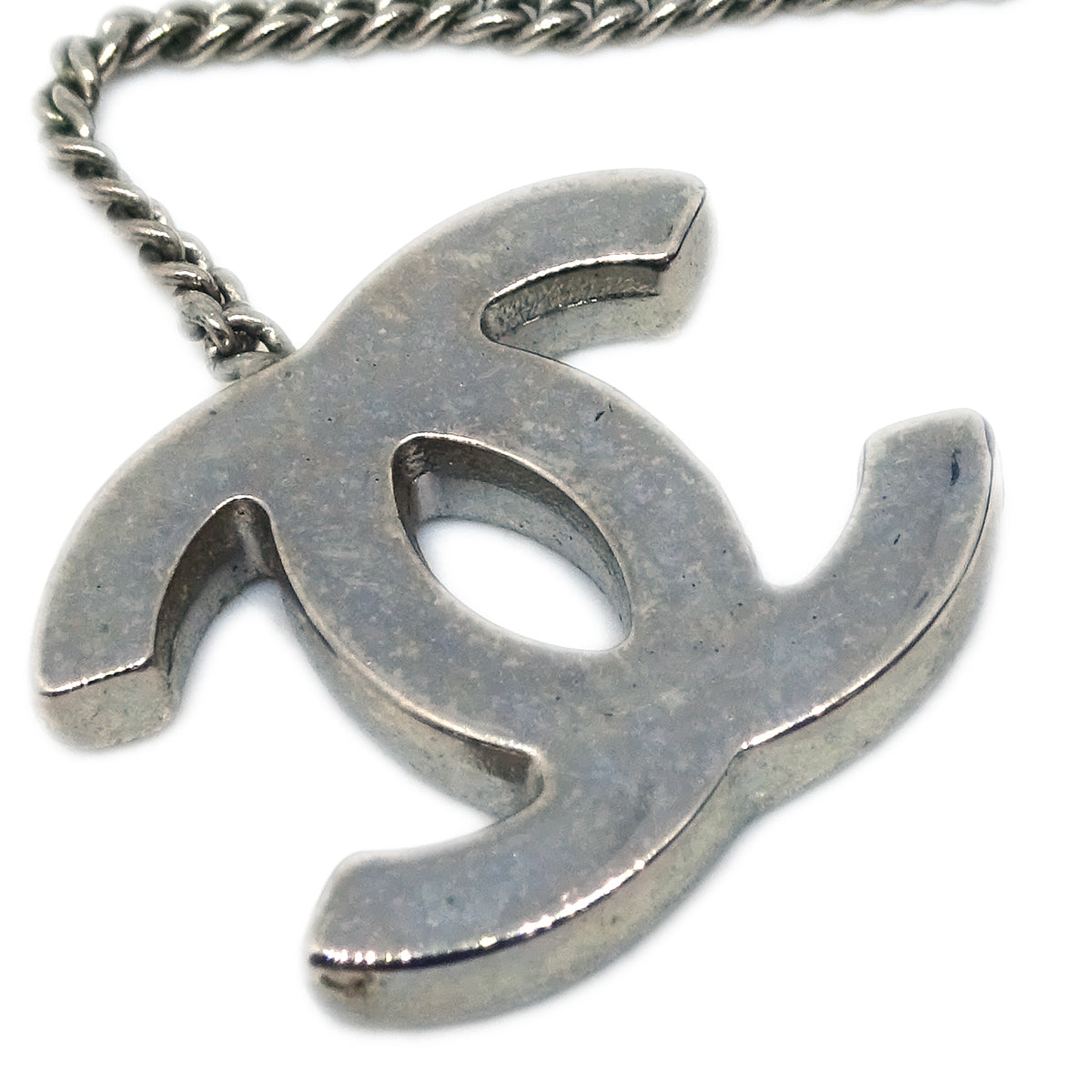 Luxury Chanel Record Silver Chain Pendant Necklace 04P