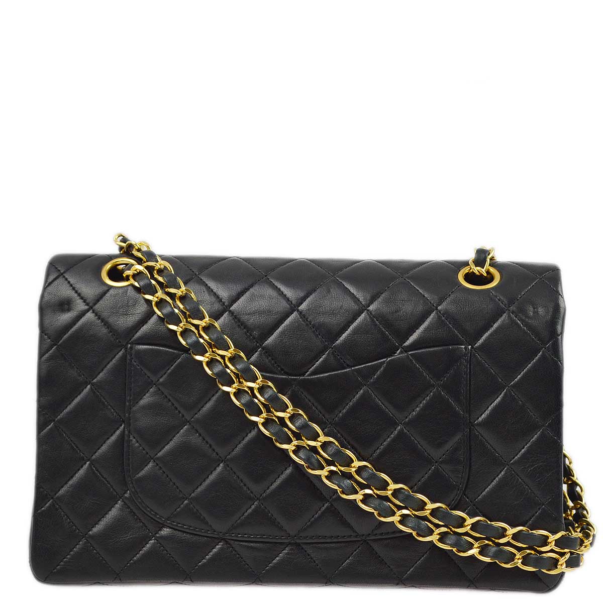 Luxury Chanel 1989-1991 Black Lambskin Medium Classic Double Flap Shoulder Bag
