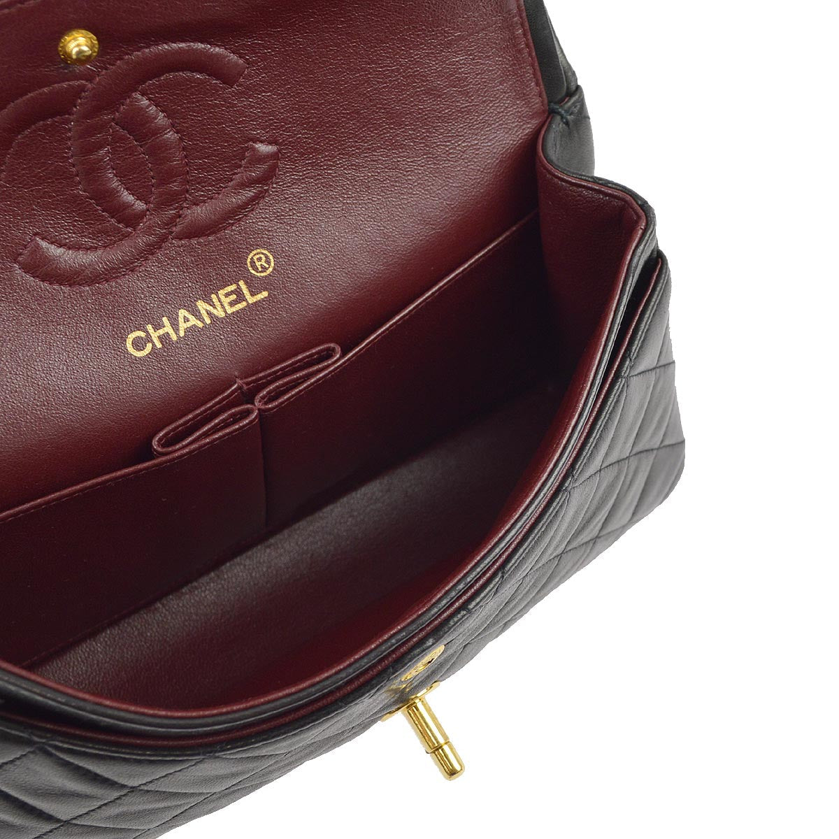 Luxury Chanel 1994-1996 Black Lambskin Small Classic Double Flap Shoulder Bag