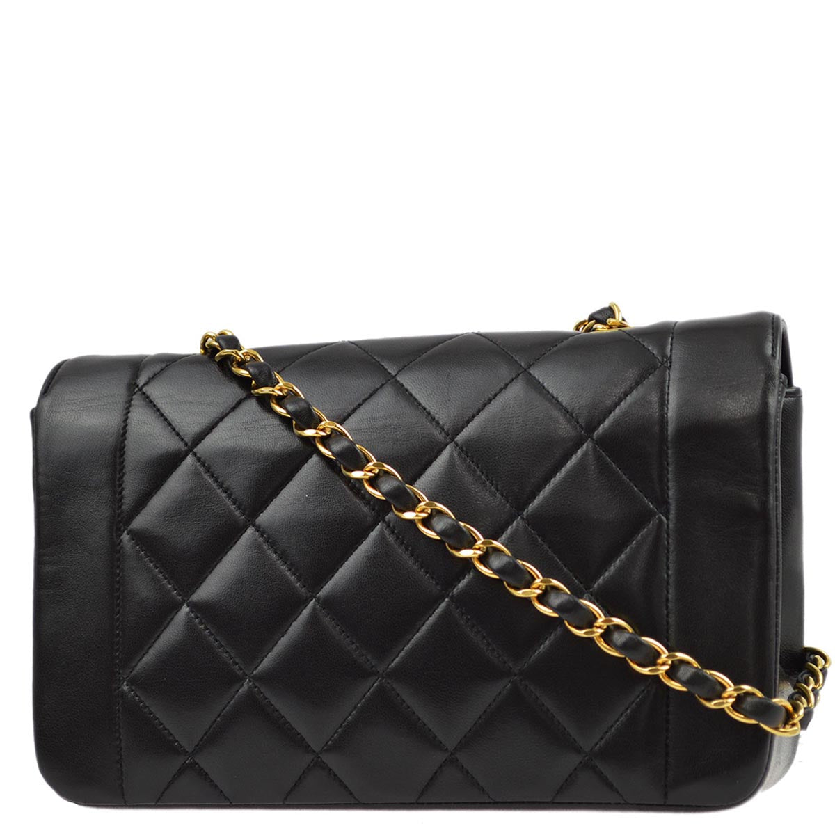 Luxury Chanel 1994-1996 Black Lambskin Small Diana Shoulder Bag