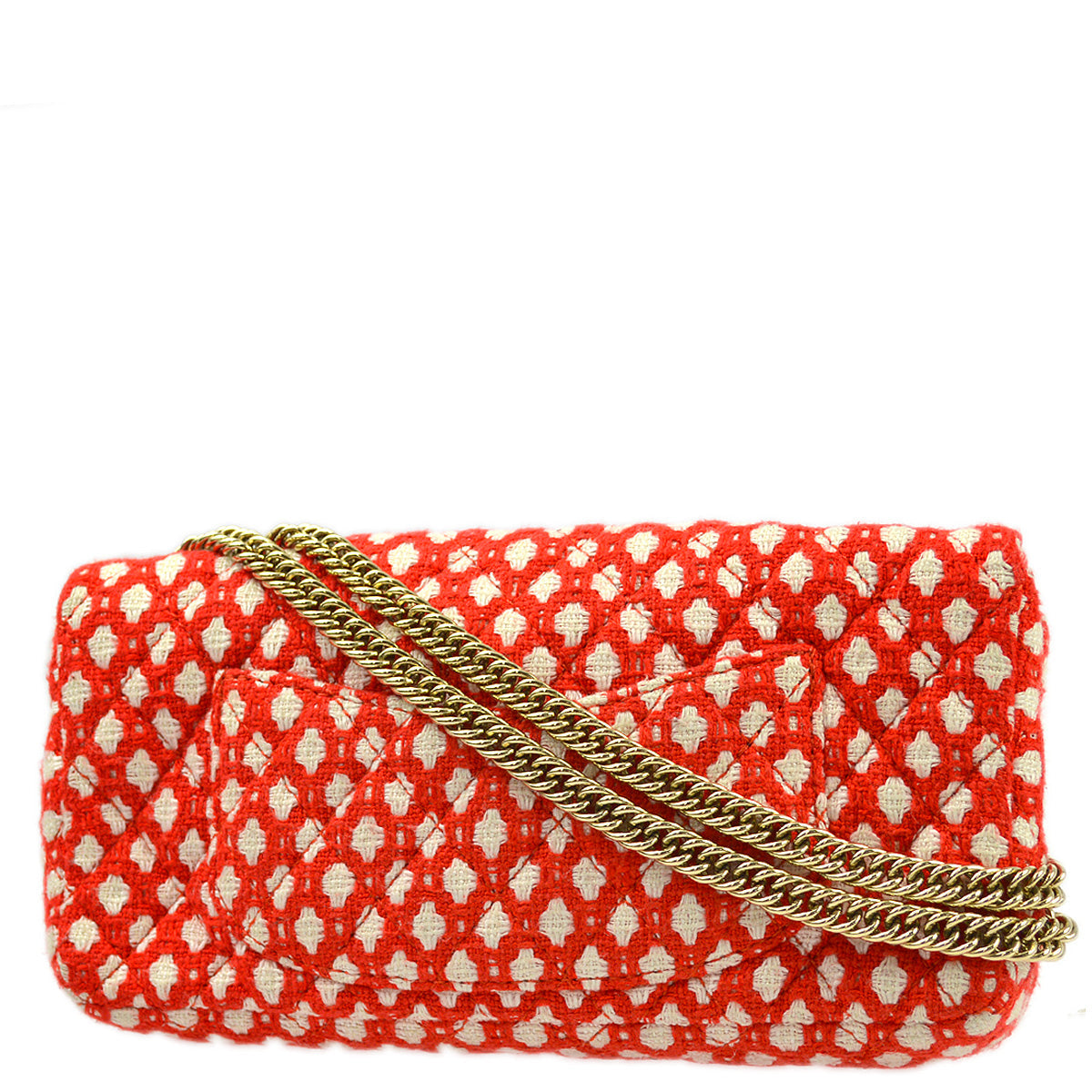 Luxury Chanel 2008-2009 Red Cotton Double Chain Classic Flap Shoulder Bag