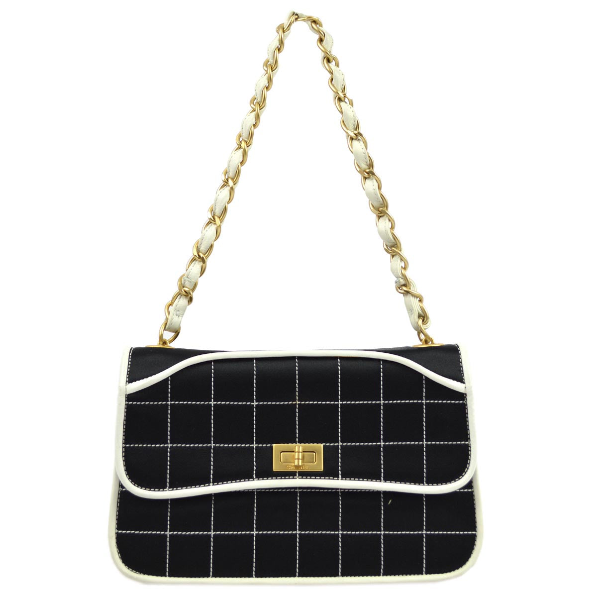 Luxury Chanel 2000-2001 Black Satin Mademoiselle Lock Chain Handbag
