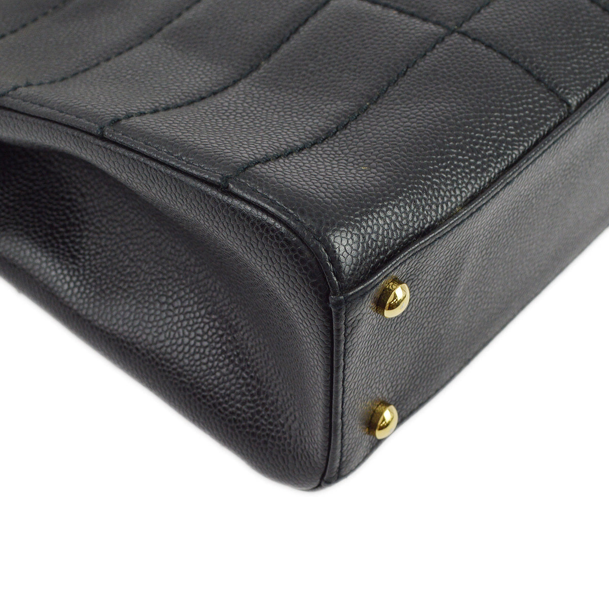 Luxury Chanel 2001-2003 Black Caviar Wild Stitch Choco Bar Chain Handbag