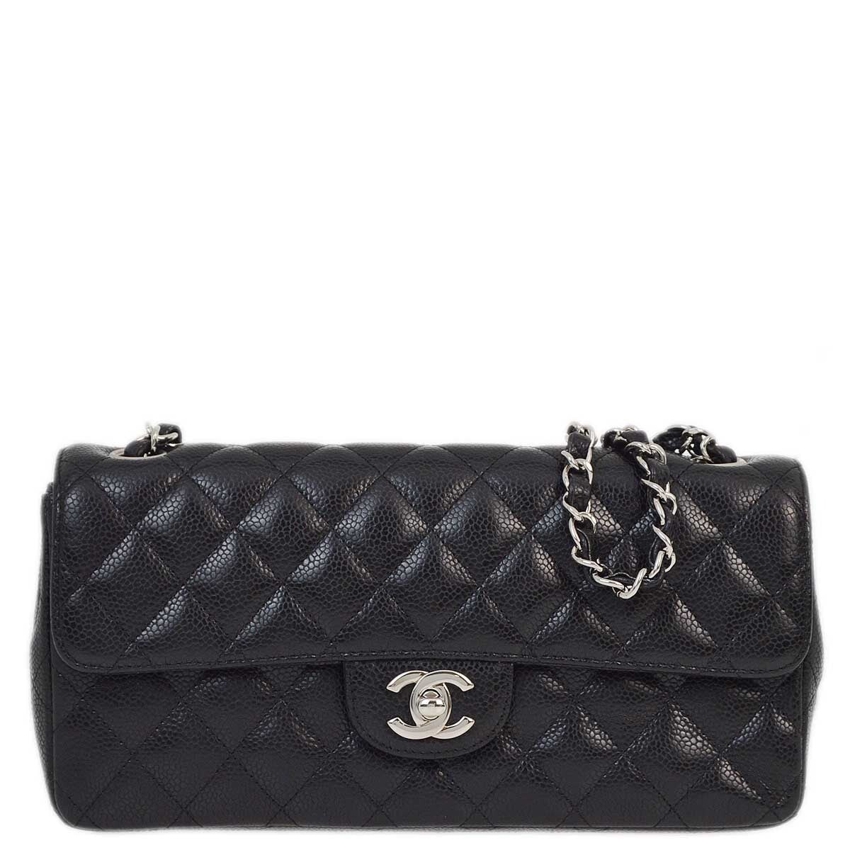Luxury Chanel 2006-2008 Black Caviar East West Shoulder Bag
