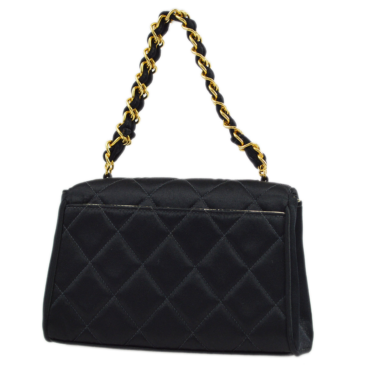 Luxury Chanel 1994-1996 Black Satin Chain Handbag