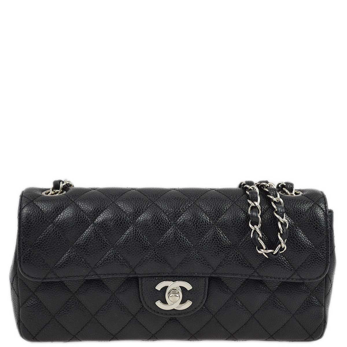 Luxury Chanel 2006-2008 Black Caviar East West Shoulder Bag