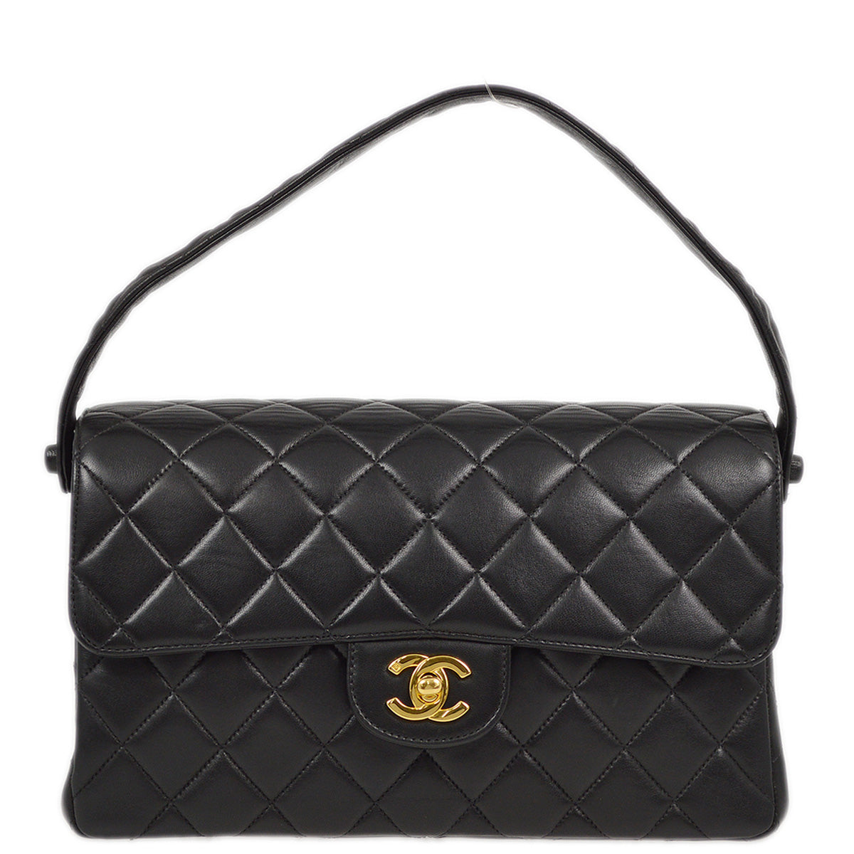 Luxury Chanel 1996-1997 Black Lambskin Double Sided Classic Flap Handbag