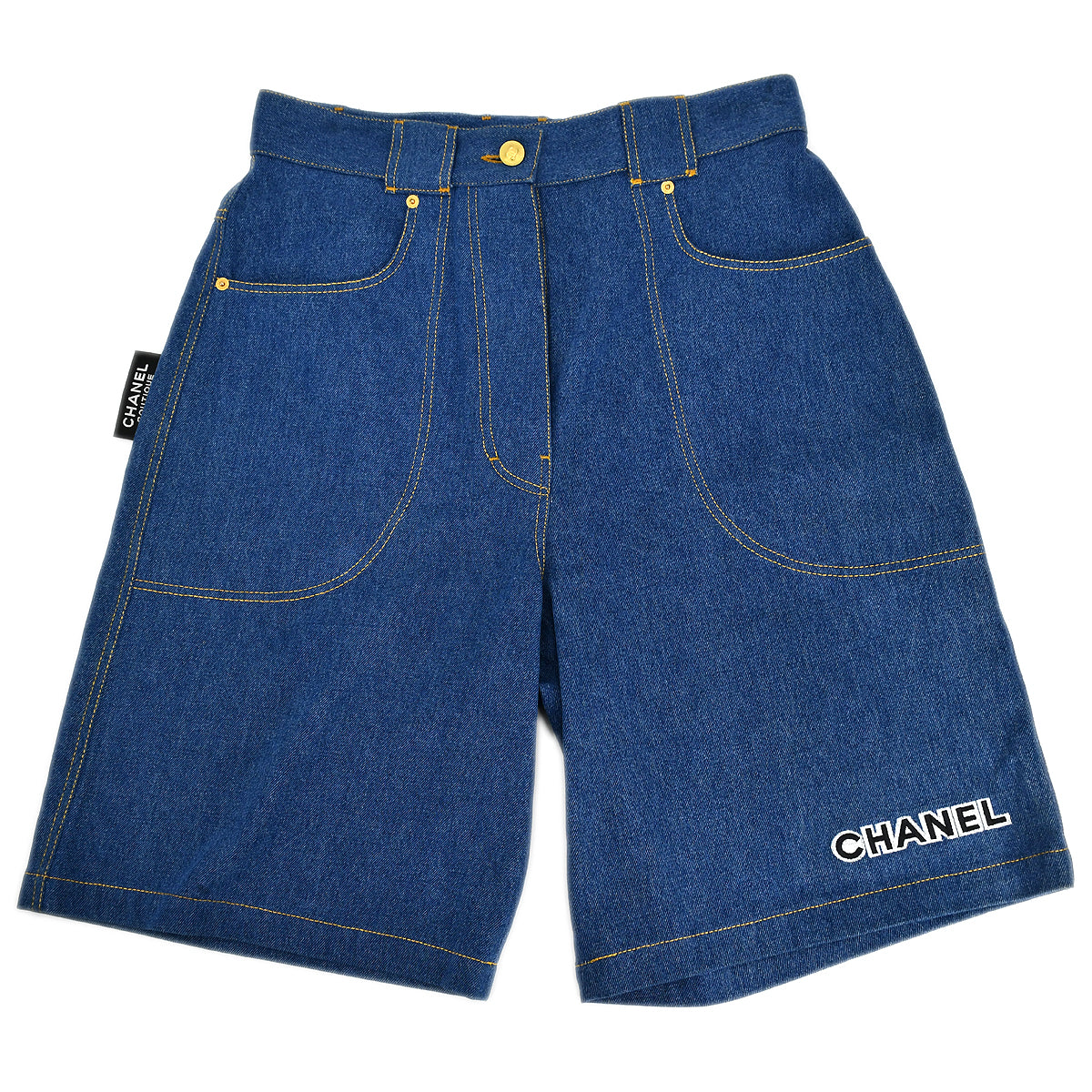 Luxury Chanel Half Denim Pants Blue #48