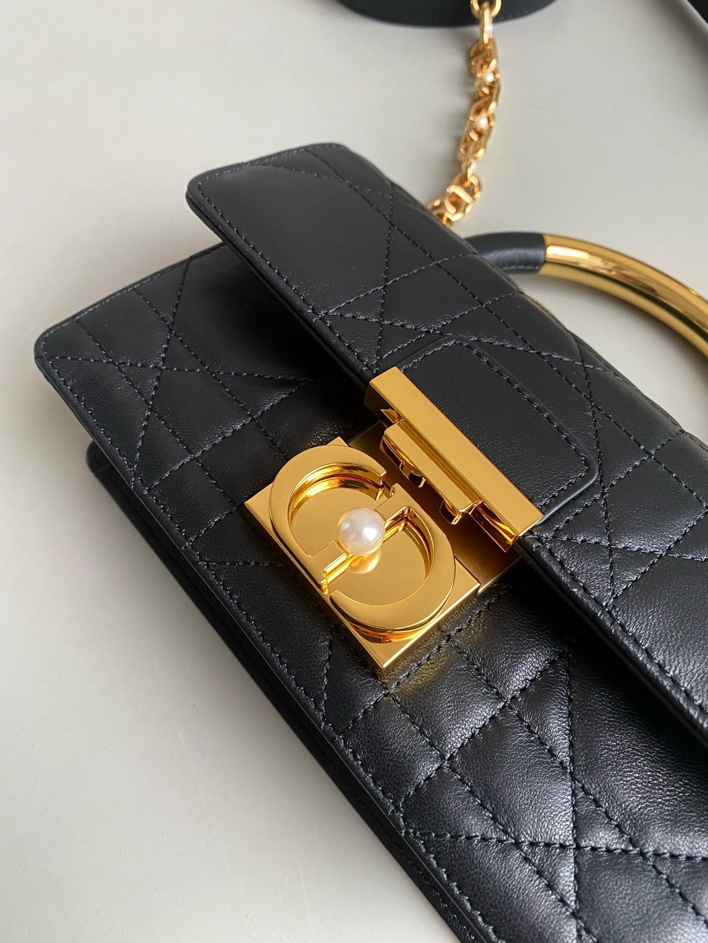 Luxury DiorMINI ANGE 20 BAG IN BLACK CALFSKIN