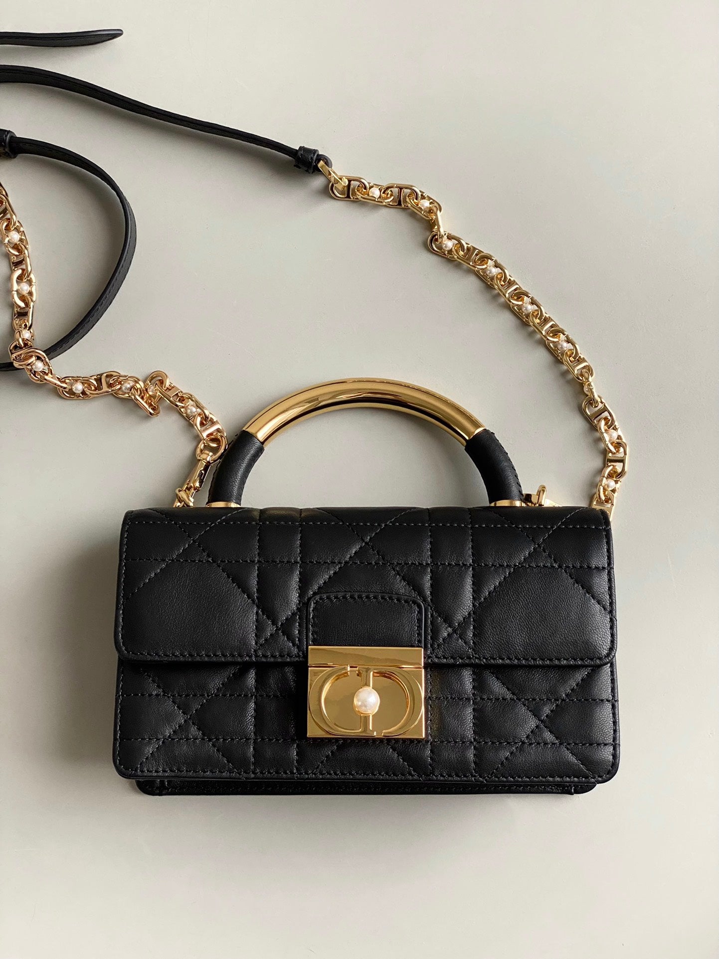 Luxury DiorMINI ANGE 20 BAG IN BLACK CALFSKIN