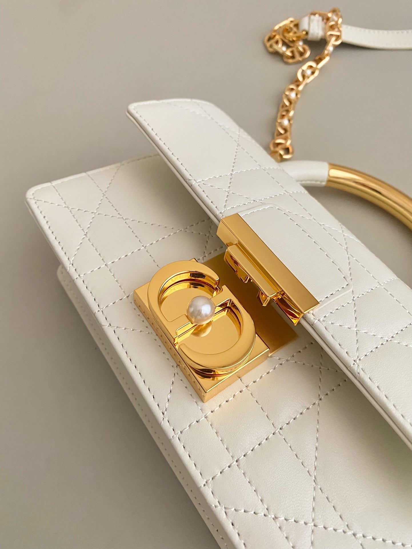 Luxury DiorMINI ANGE 20 BAG IN WHITE CALFSKIN