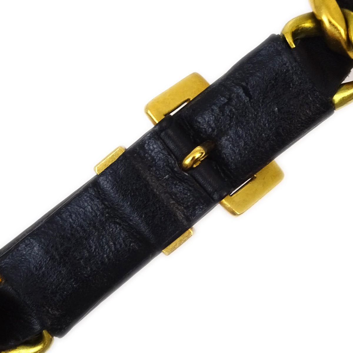 Luxury Chanel Buckle Chain Belt Black 95P