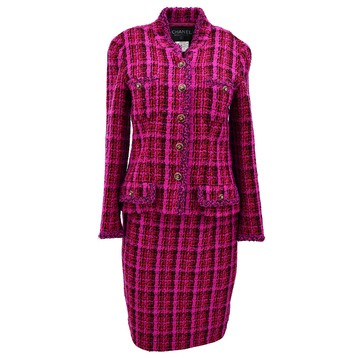 Luxury Chanel Setup Suit Jacket Skirt Pink 95A #38