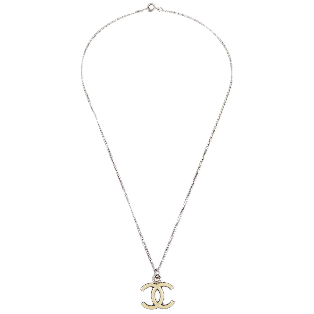 Luxury Chanel Chain Necklace Silver White 07V
