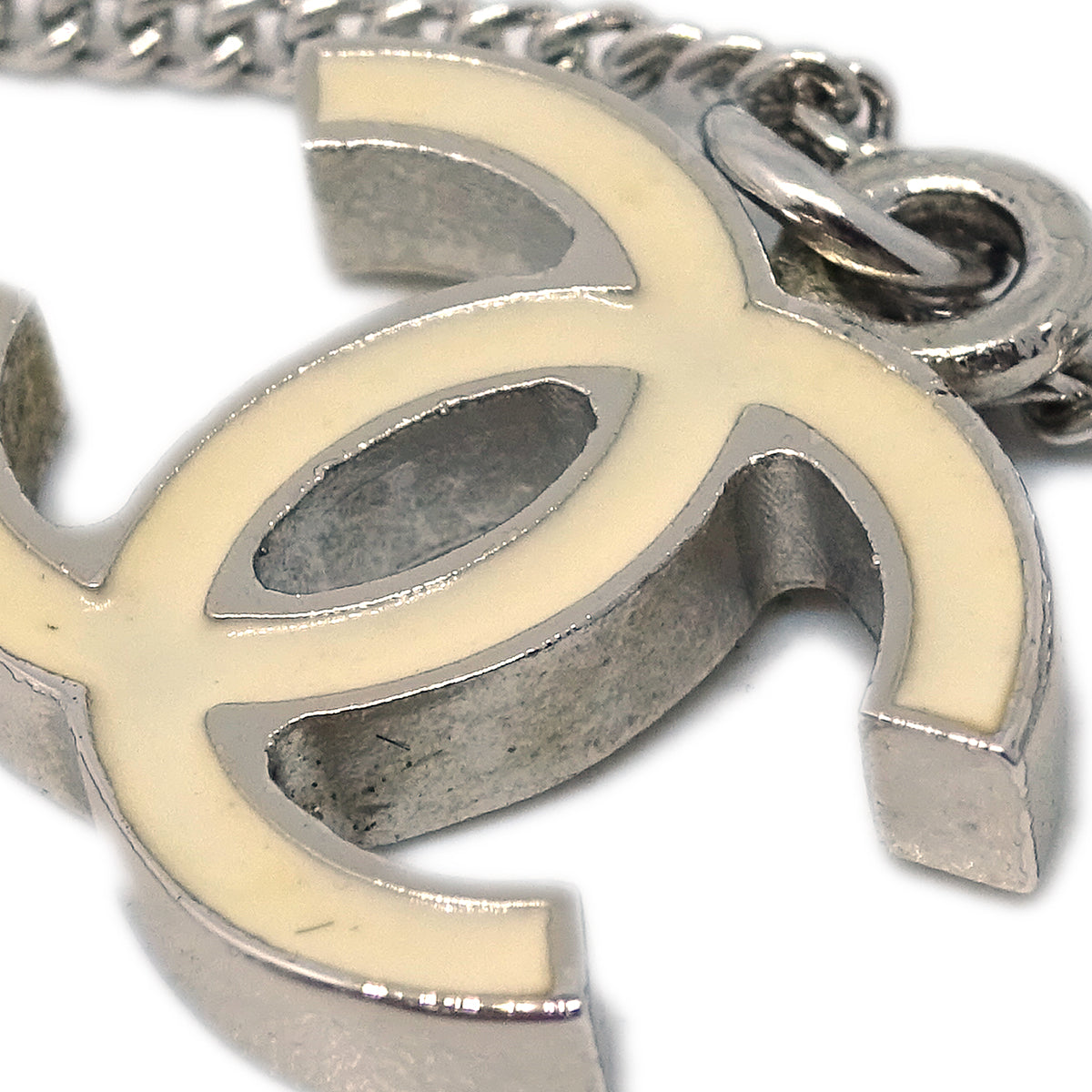 Luxury Chanel Chain Necklace Silver White 07V