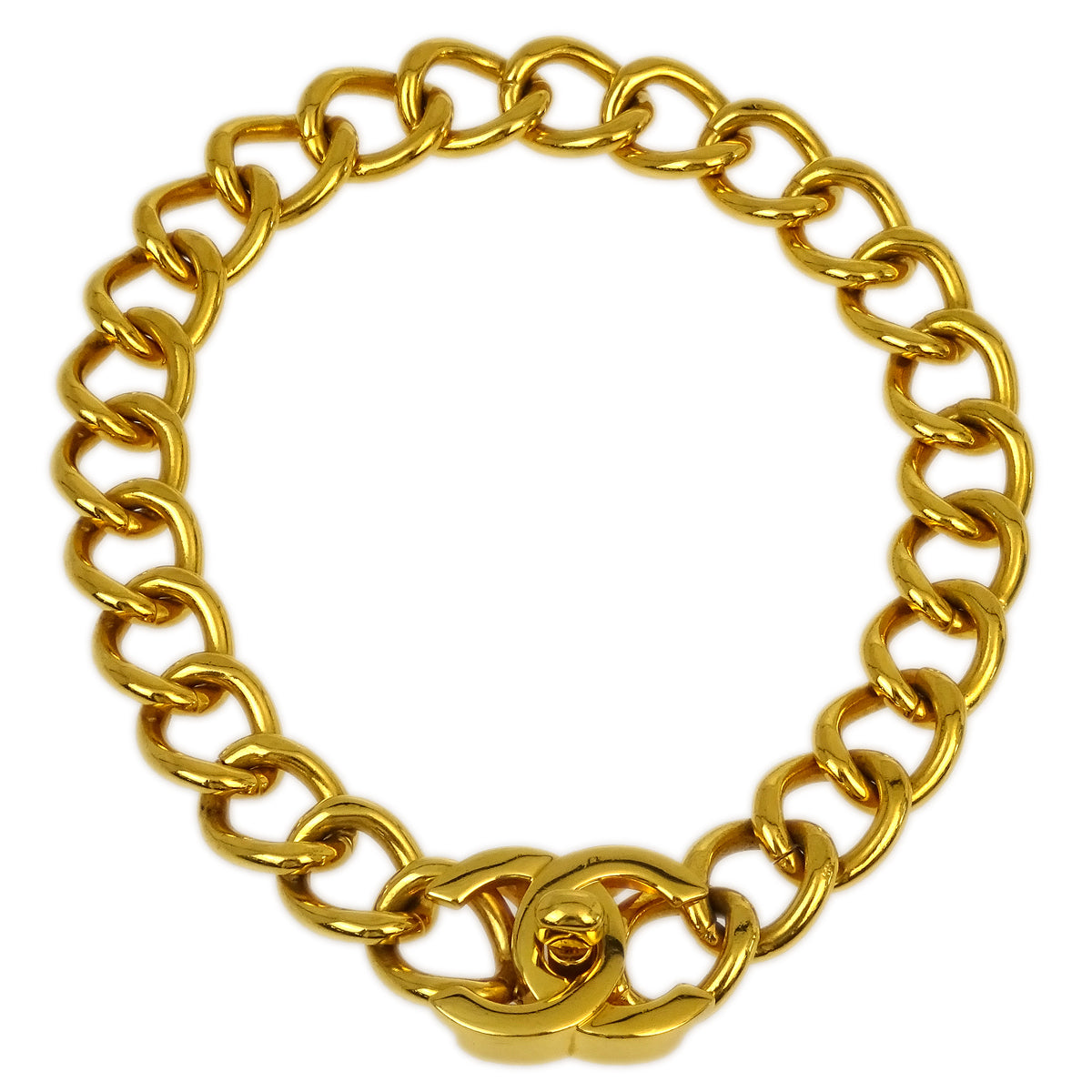 Luxury Chanel Turnlock Gold Chain Necklace 96P