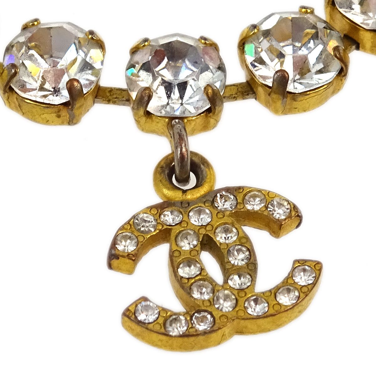 Luxury Chanel Rhinestone Chain Bracelet Gold 95A