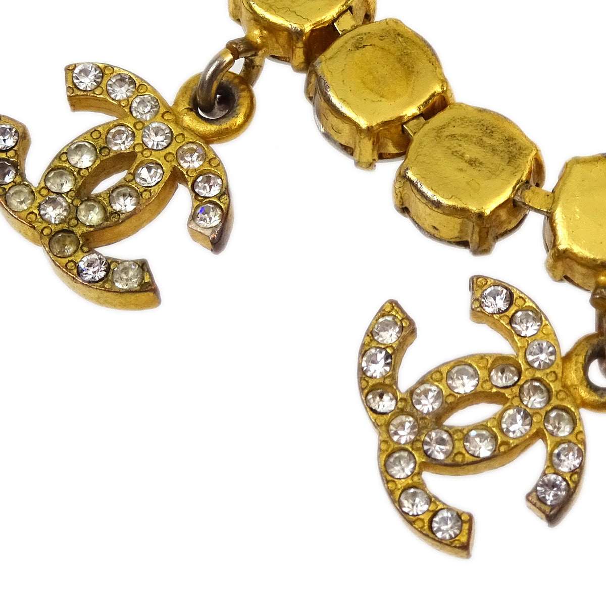Luxury Chanel Rhinestone Chain Bracelet Gold 95A