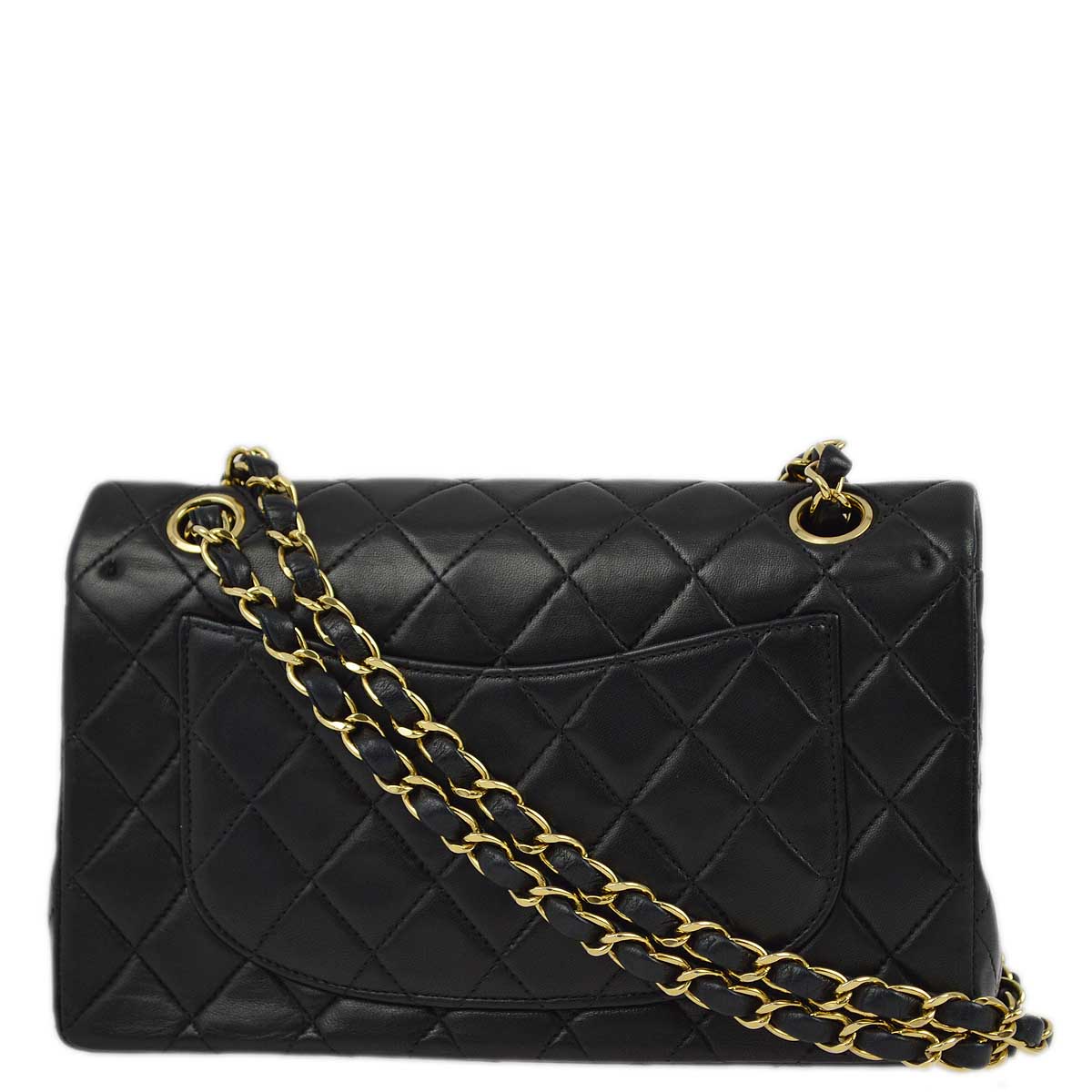 Luxury Chanel 2001-2003 Black Lambskin Small Classic Double Flap Shoulder Bag