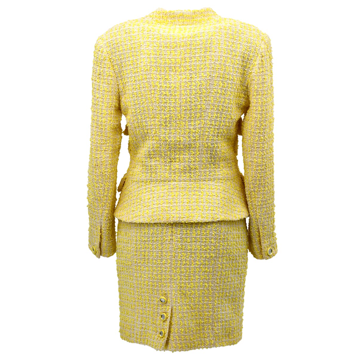 Luxury Chanel Setup Suit Jacket Skirt Yellow 95P #38