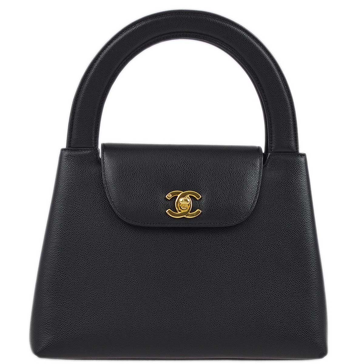 Luxury Chanel 1997-1999 Black Caviar Handbag
