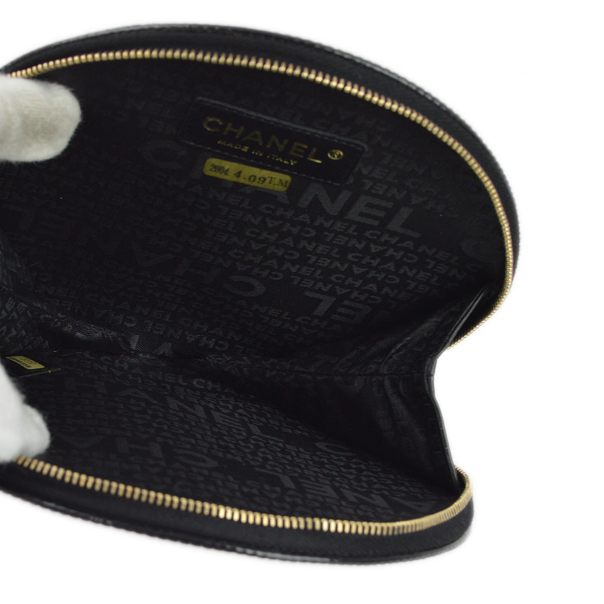 CHANEL Black Patent Leather Record Clutch Bag 173209