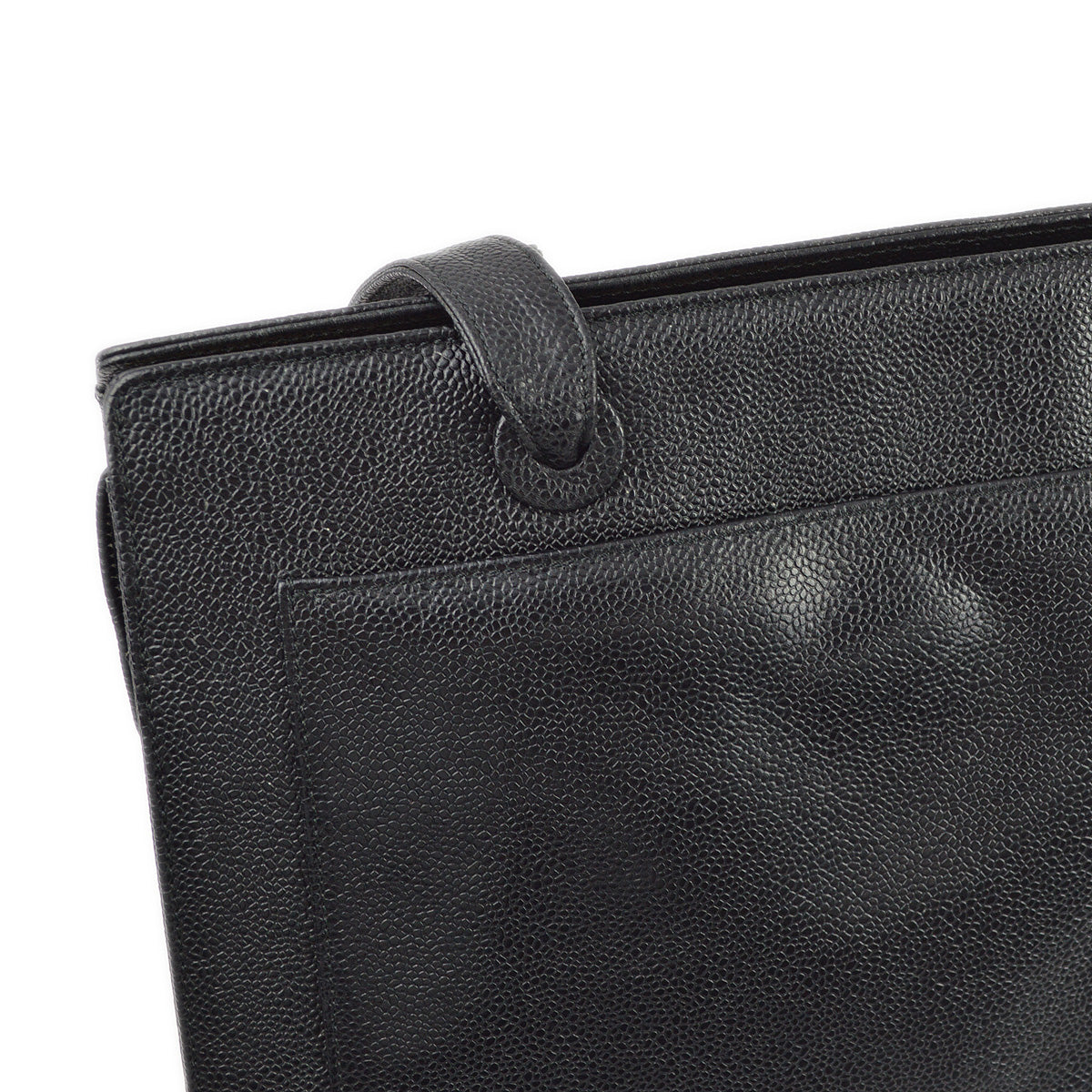 Luxury Chanel 1997-1999 Black Caviar Shoulder Tote Bag