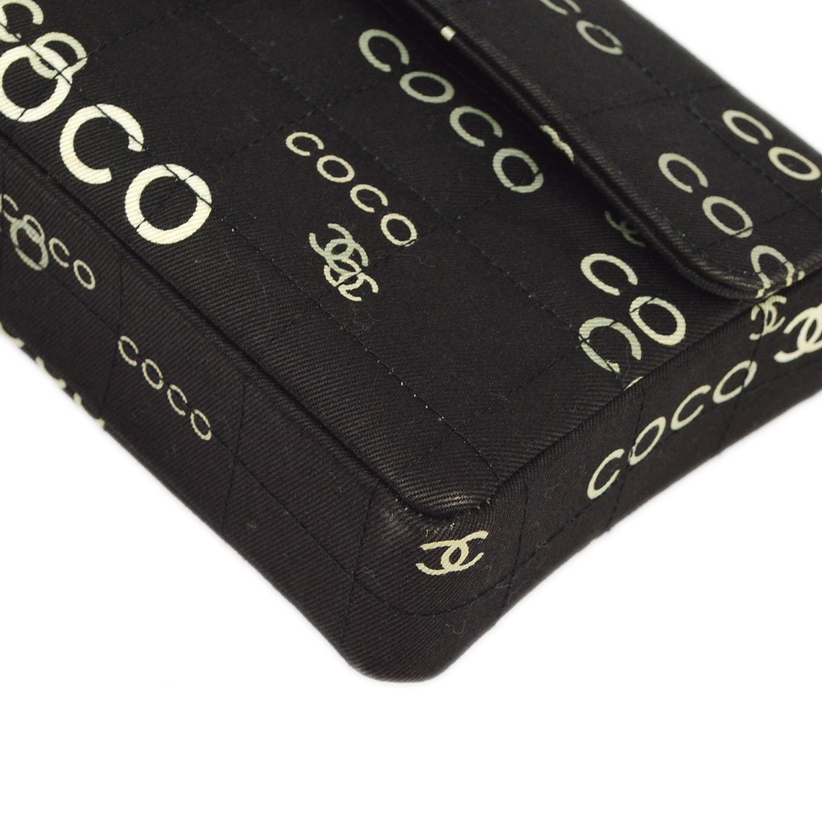 Luxury Chanel 2000-2001 Black Canvas COCO East West Choco Bar Shoulder Bag