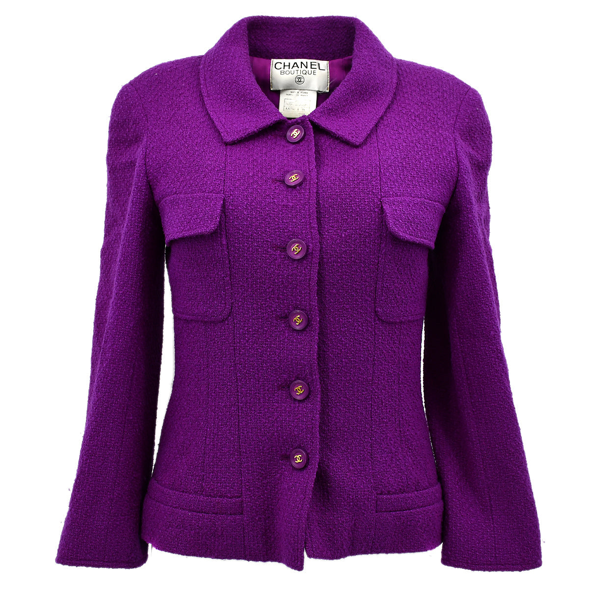 Luxury Chanel Single Breasted Jacket Purple 95A #36